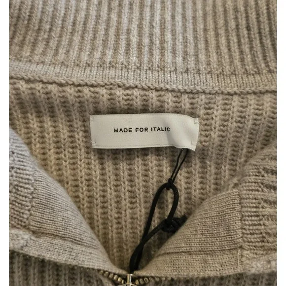Made For Italic Shane Cashmere Quarter Zip Pullover Mens Size Medium Ribbed Gray
